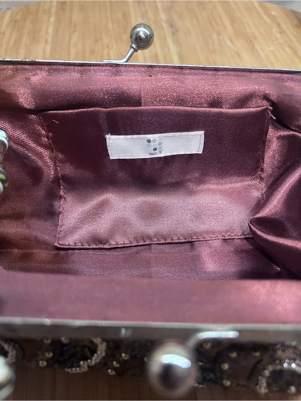 Source Unknown Brown Beaded Evening Clutch with Metallic Accents - Picture 13 of 15
